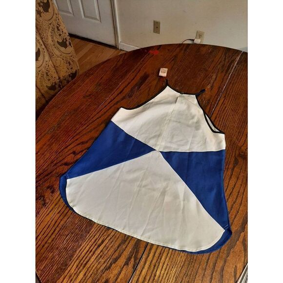 New XSP Ann Taylor Petite Sleeveless Black Blue White Shirt Top NWT - Picture 2 of 4